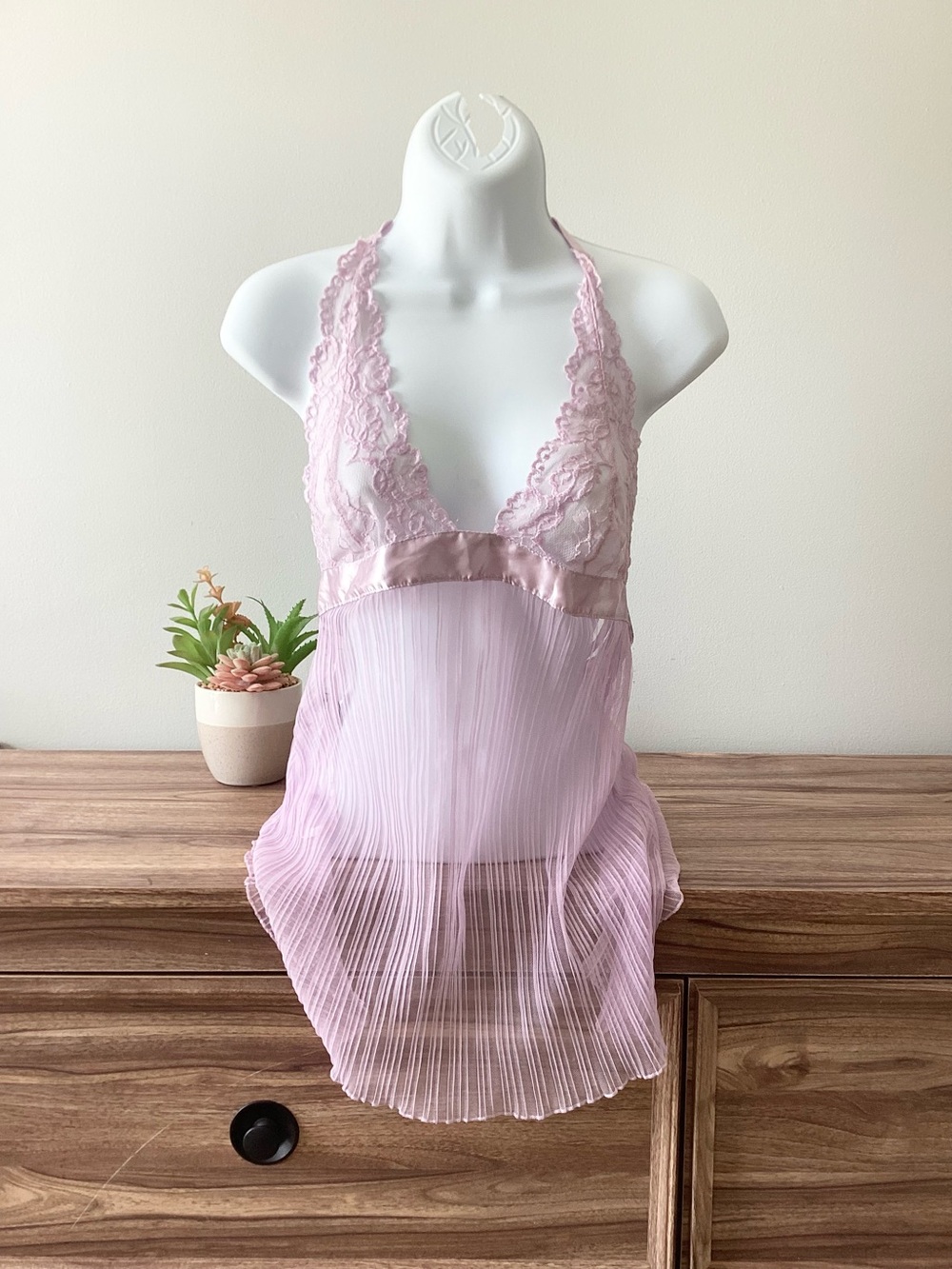 Y2K Rampage Lavender Purple Mesh Sheer Lace Halter Tank Top M